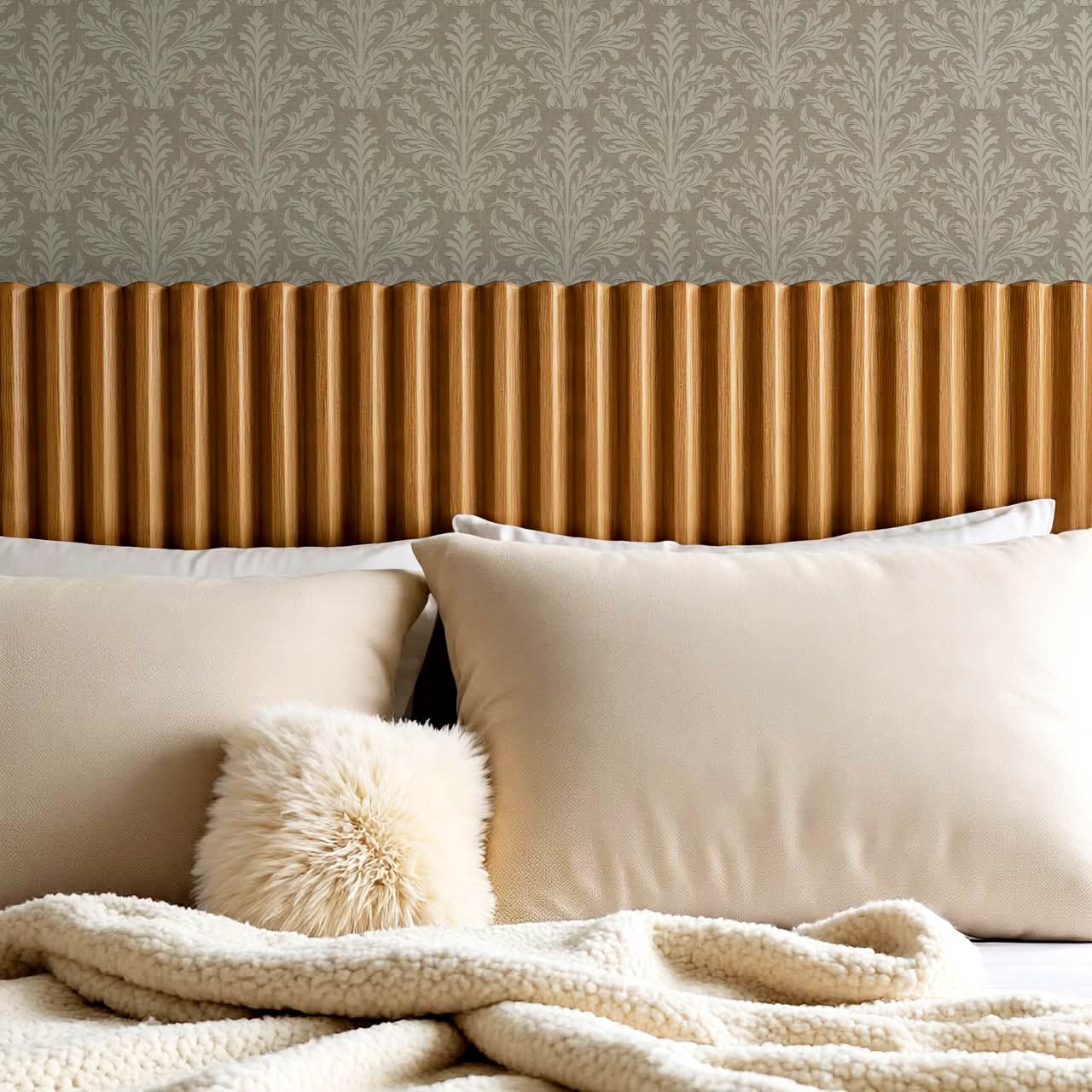Novalie Diamond Damask Olive Stone Wallpaper