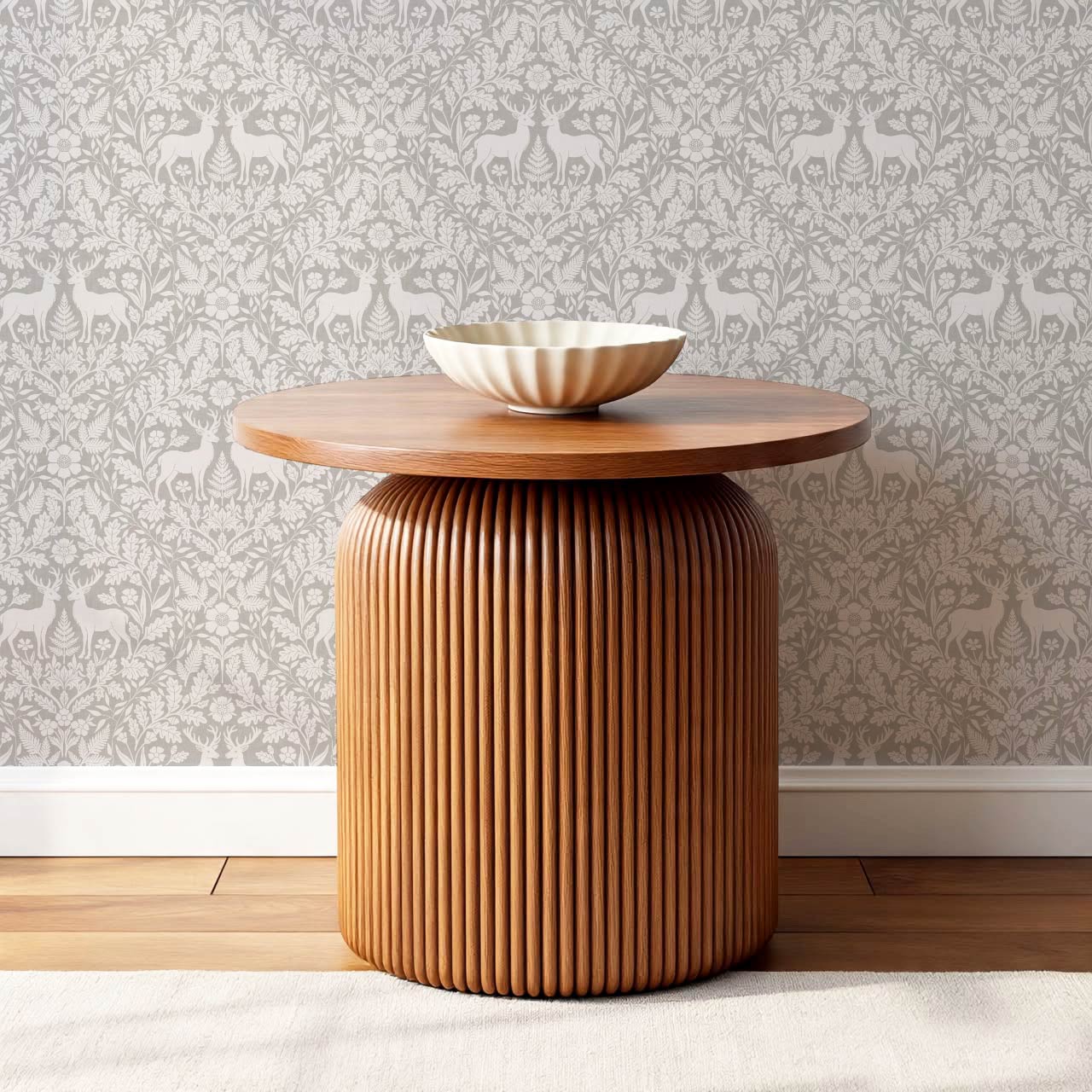 Nefeli Stags Damask French Gray Wallpaper