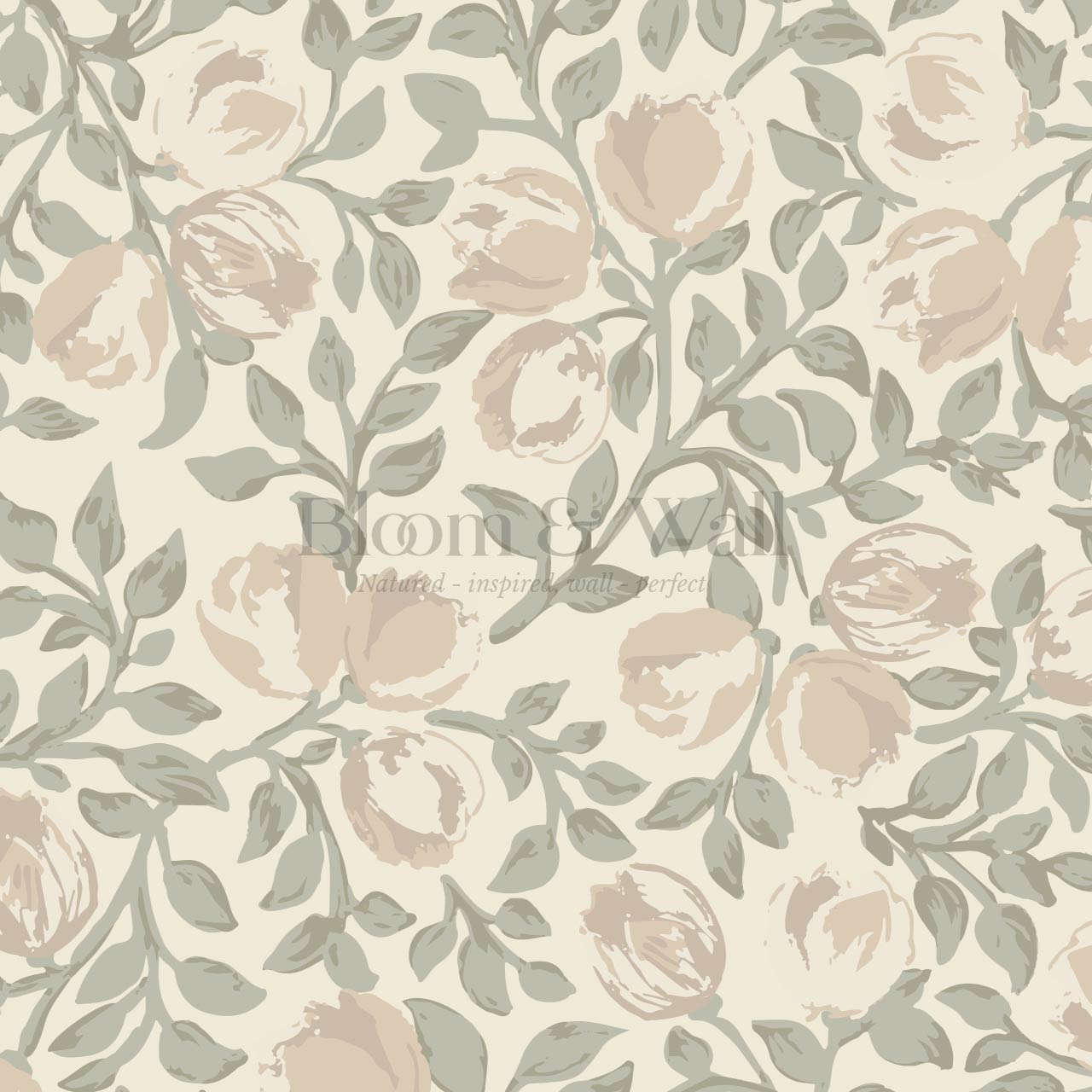 Novus Blooms Sage Bisque Wallpaper