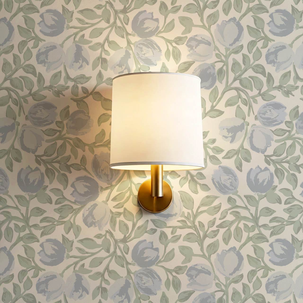 Novus Blooms French Blue Cream Wallpaper