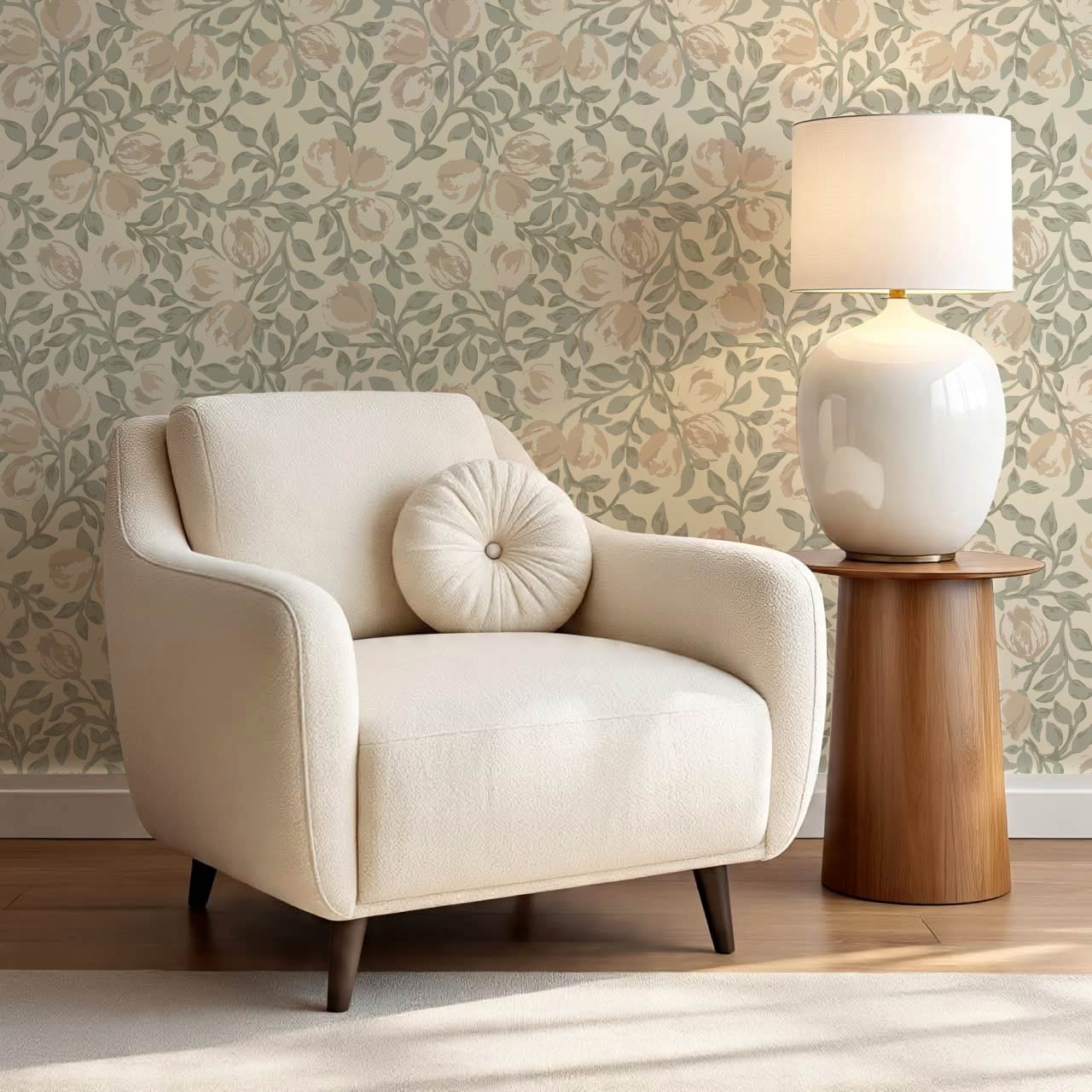 Novus Blooms Sage Bisque Wallpaper