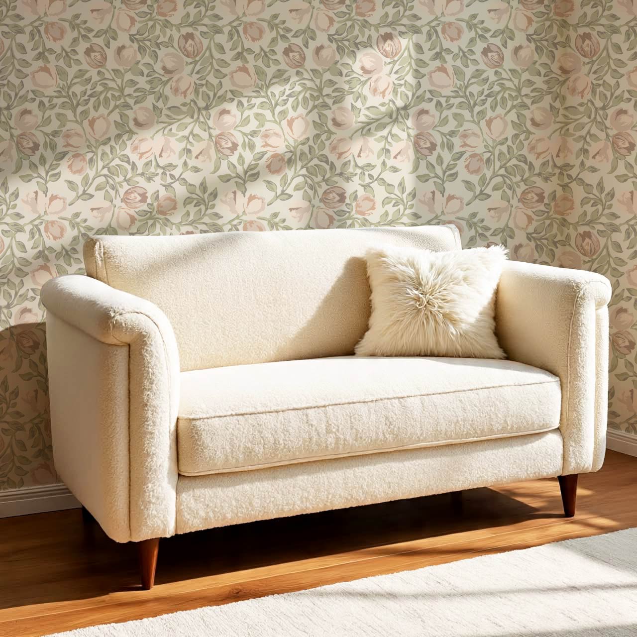 Novus Blooms Soft Sage Blush Wallpaper