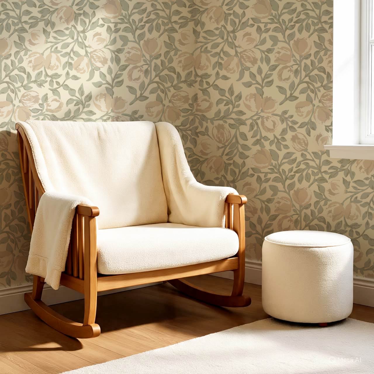 Novus Blooms Sage Bisque Wallpaper