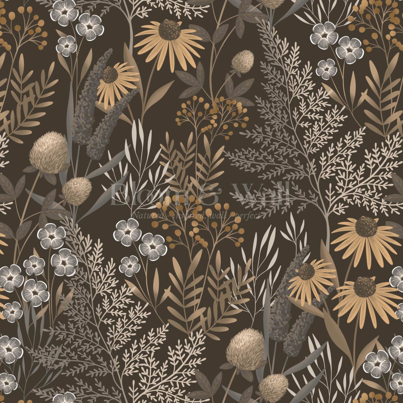 Nuria Wildflowers Earth Almond Wallpaper