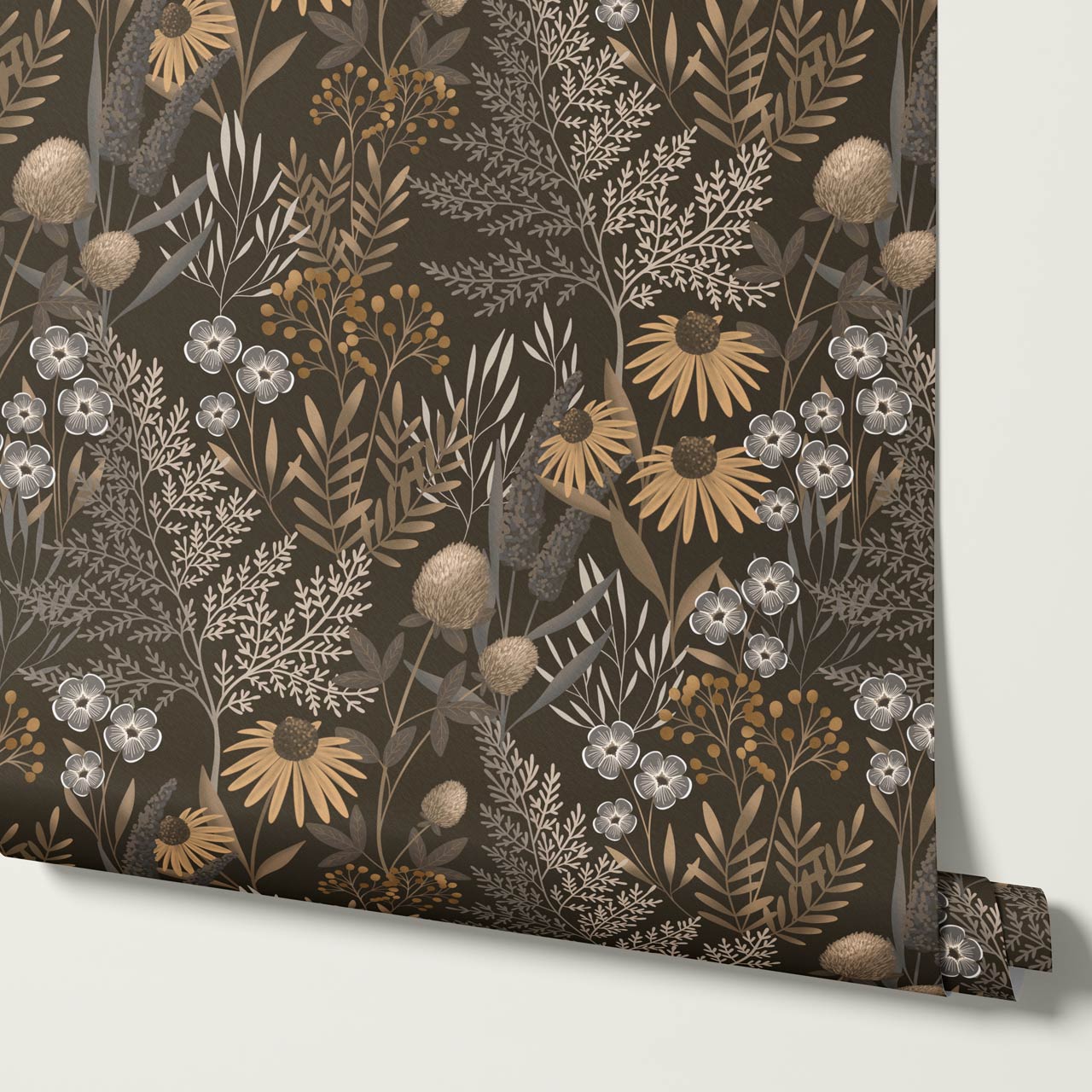 Nuria Wildflowers Earth Almond Wallpaper