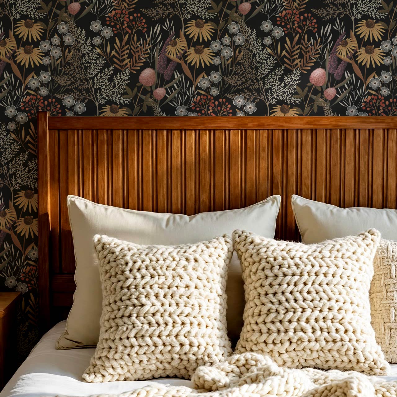 Nuria Wildflowers Earth Brown Wallpaper