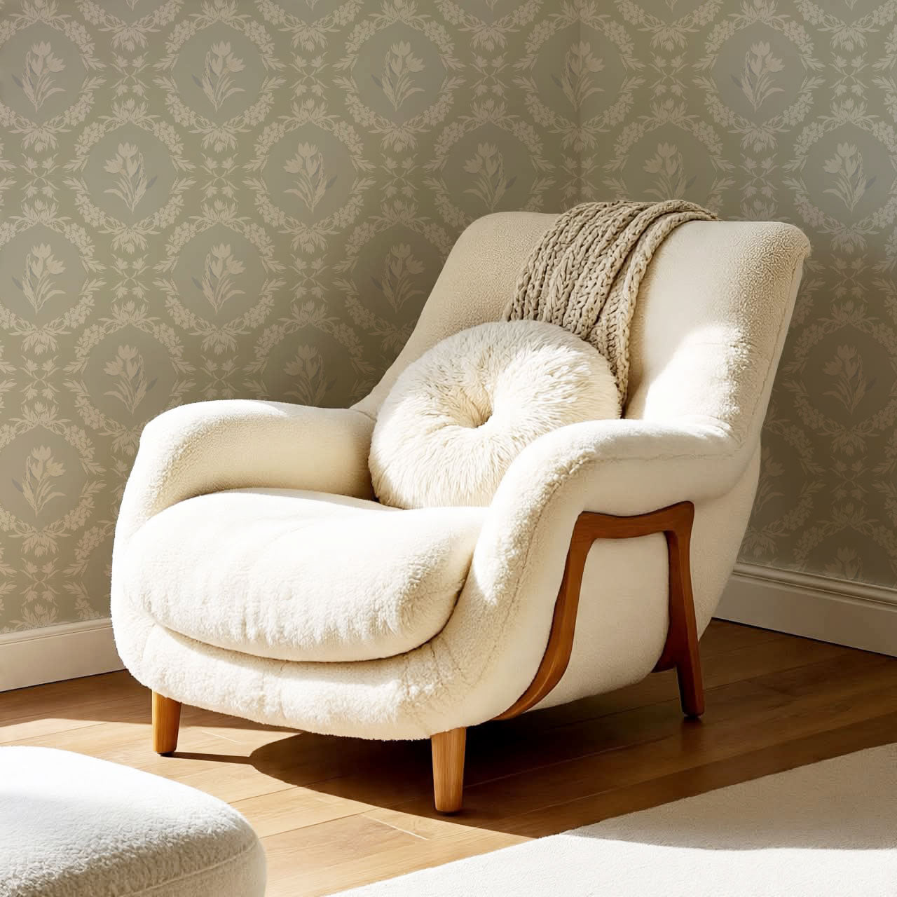 Oaklynn Baroque Blossom Sage Wallpaper