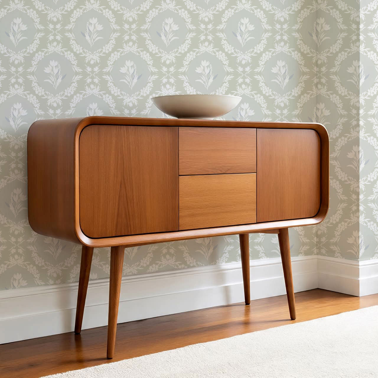 Oaklynn Baroque Blossom Sage Wallpaper