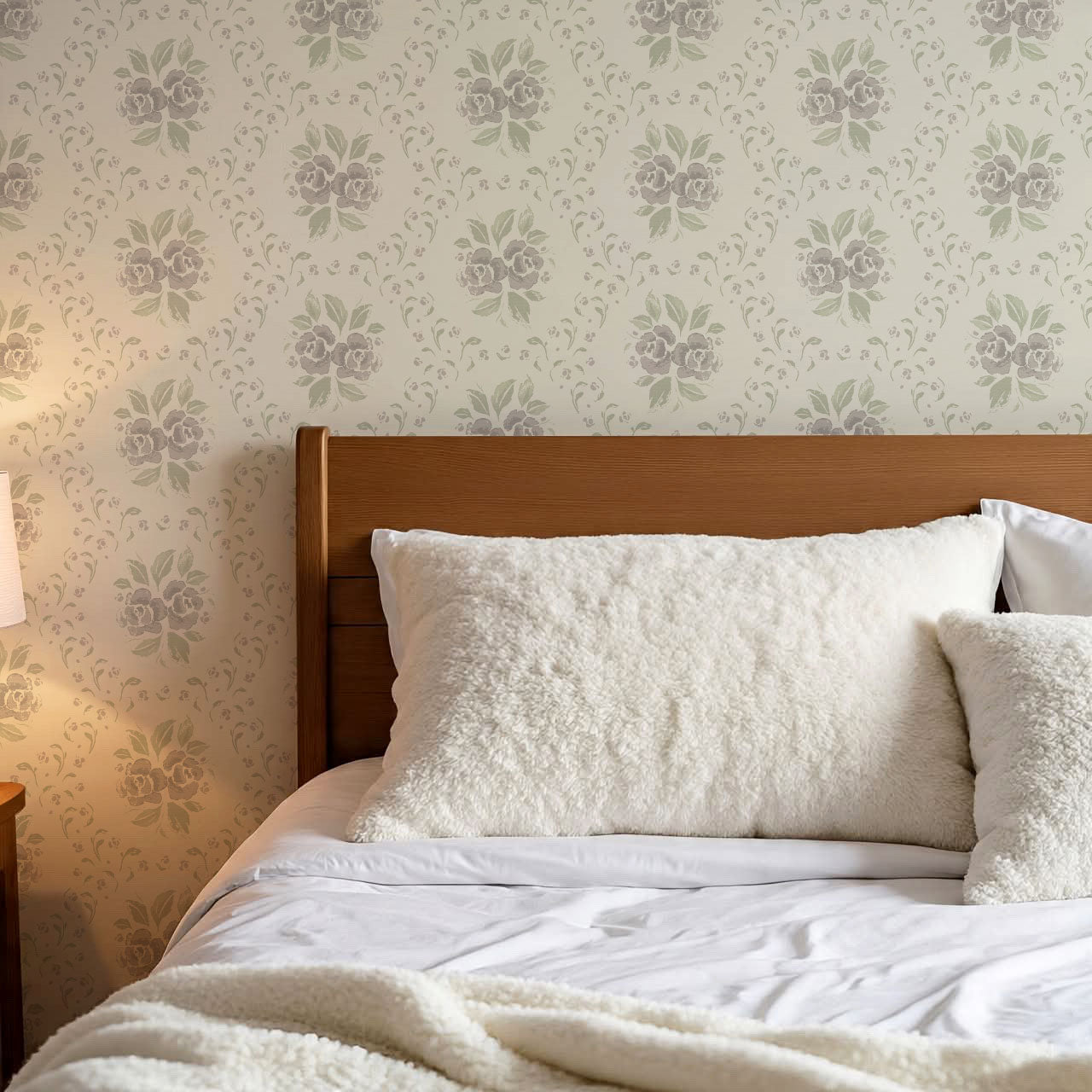 Odelia Large Bloomery Plum Cream Wallpaper