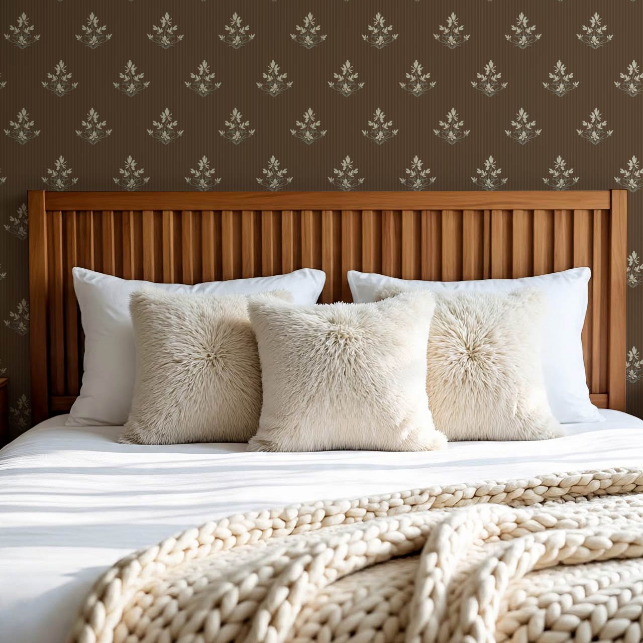 Odette Blooms Mocha Wallpaper