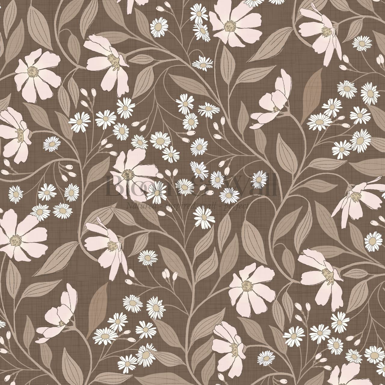 Oksana Trailing Floral Blush Brown Wallpaper