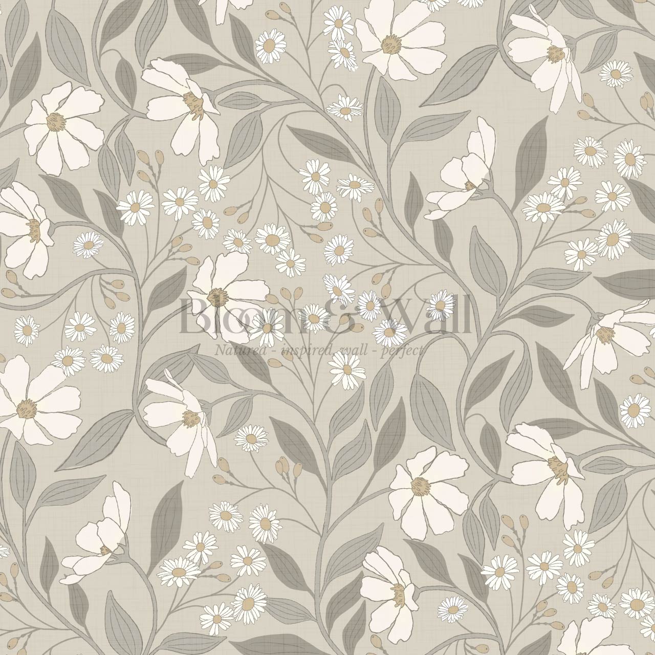 Oksana Trailing Floral Sand Gray Wallpaper