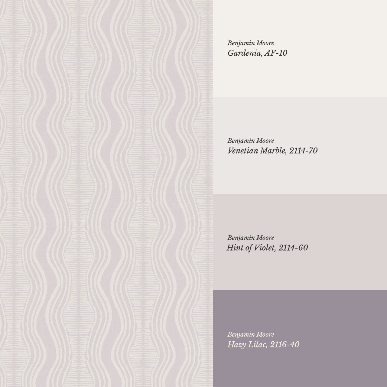 Olive Wavy Lilac Stripes Wallpaper