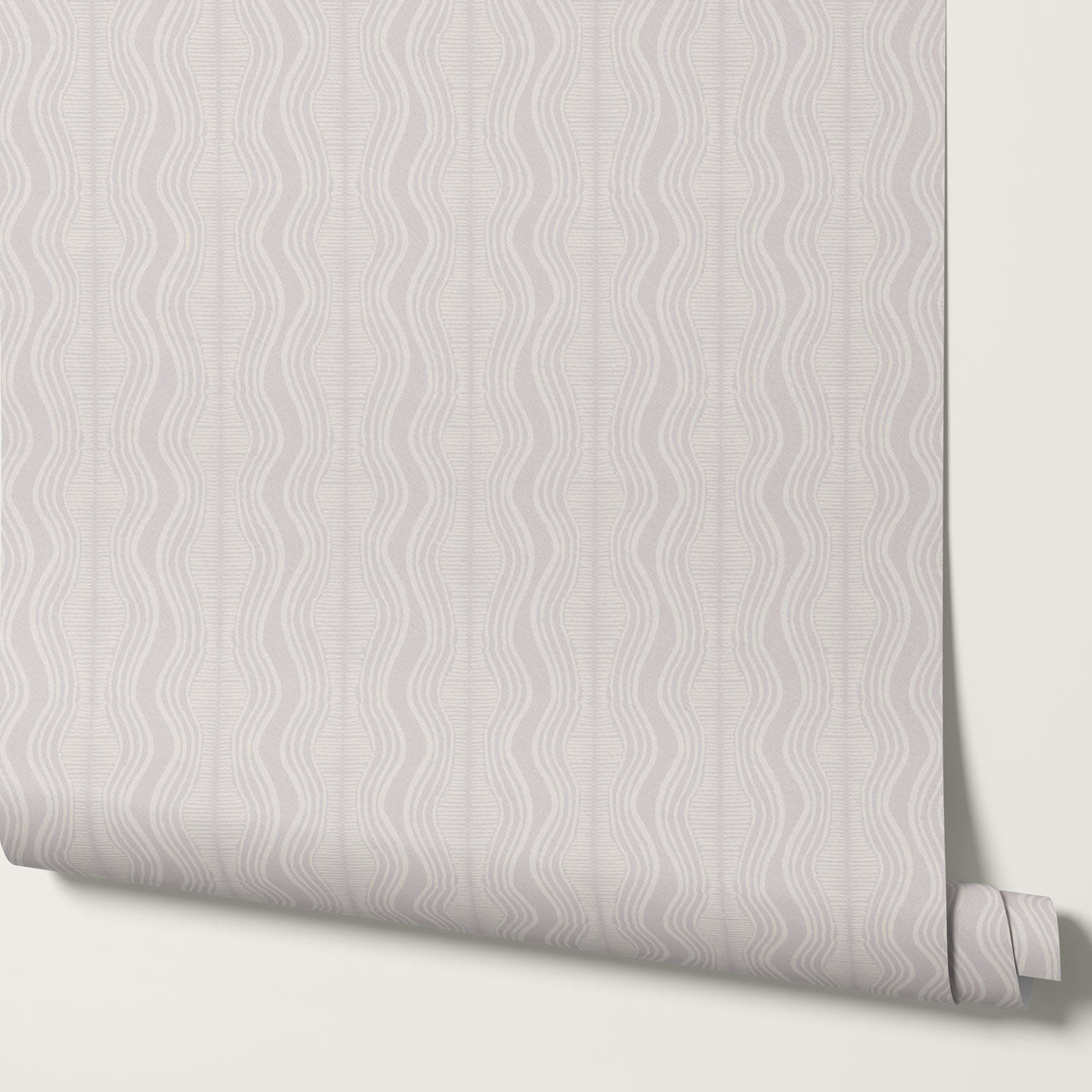 Olive Wavy Lilac Stripes Wallpaper