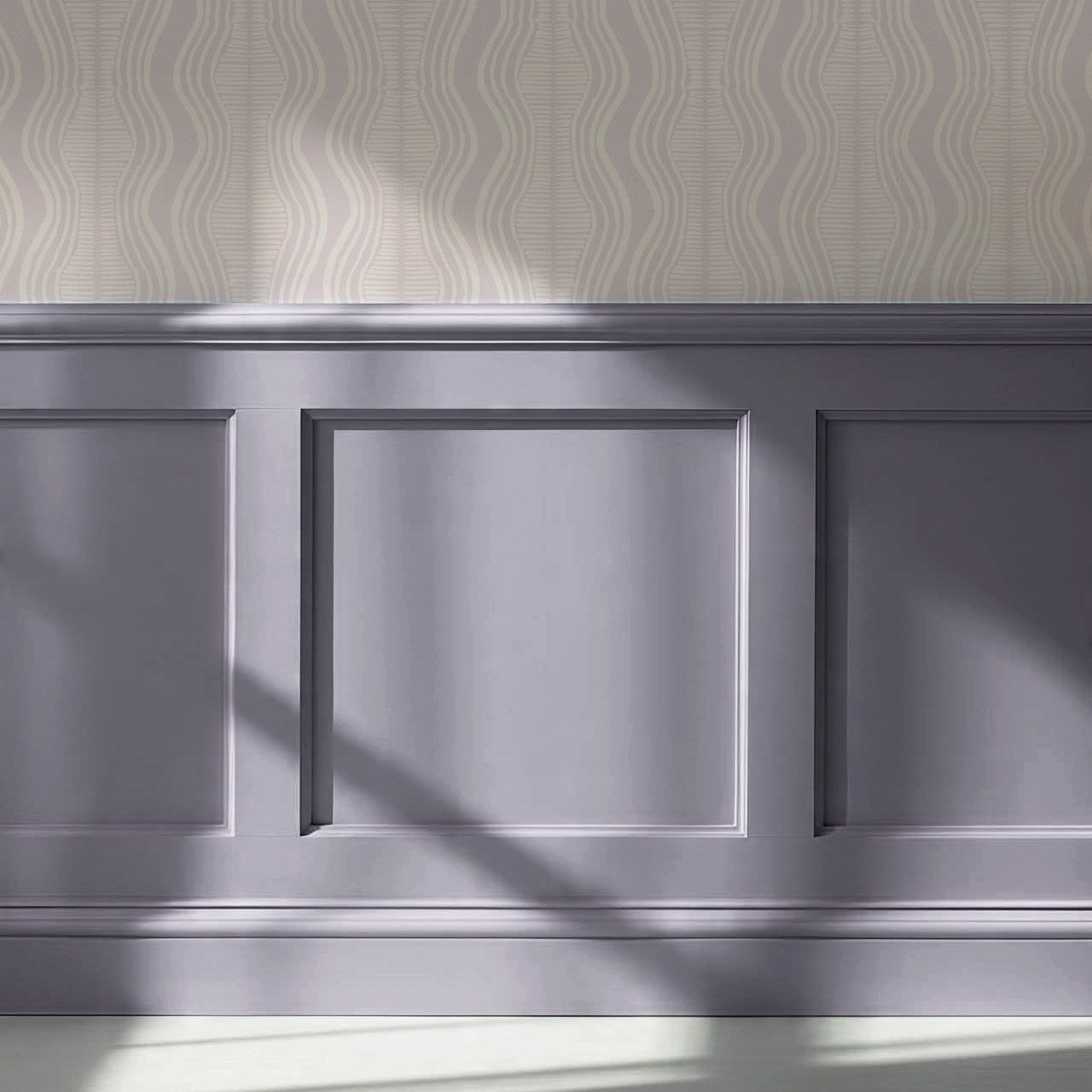 Olive Wavy Lilac Stripes Wallpaper