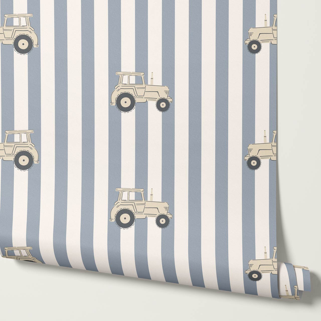 Oliver Tractors Blue Stripe Tan Tractor Wallpaper