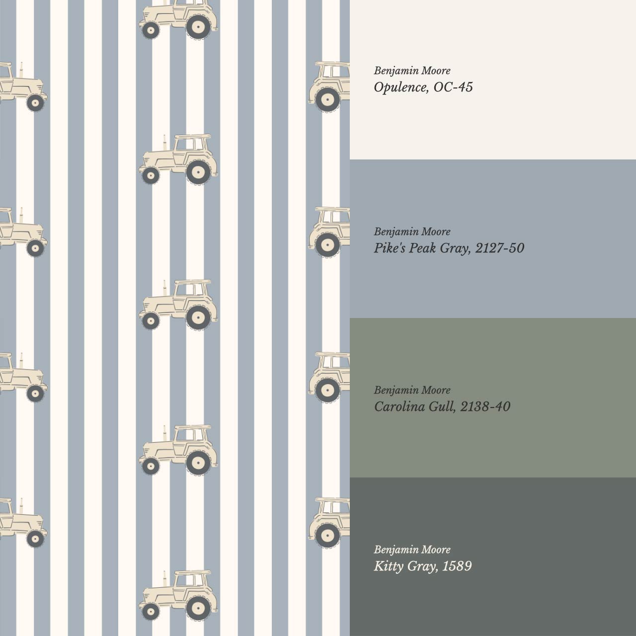 Oliver Tractors Blue Stripe Tan Tractor Wallpaper