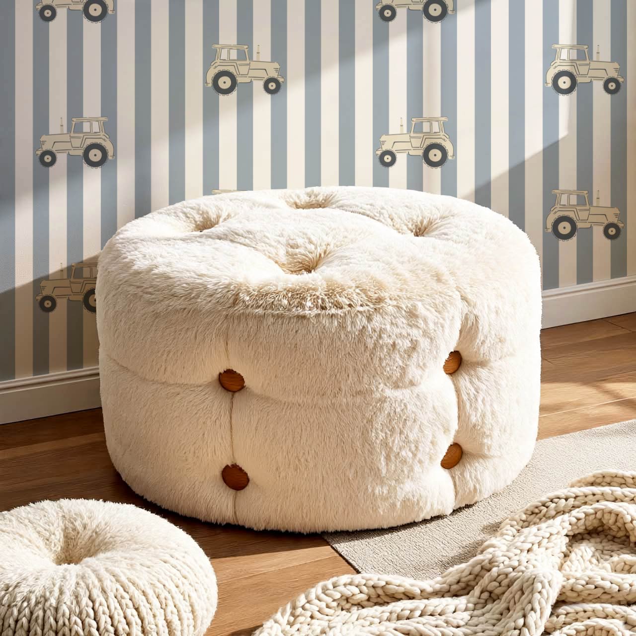 Oliver Tractors Blue Stripe Tan Tractor Wallpaper