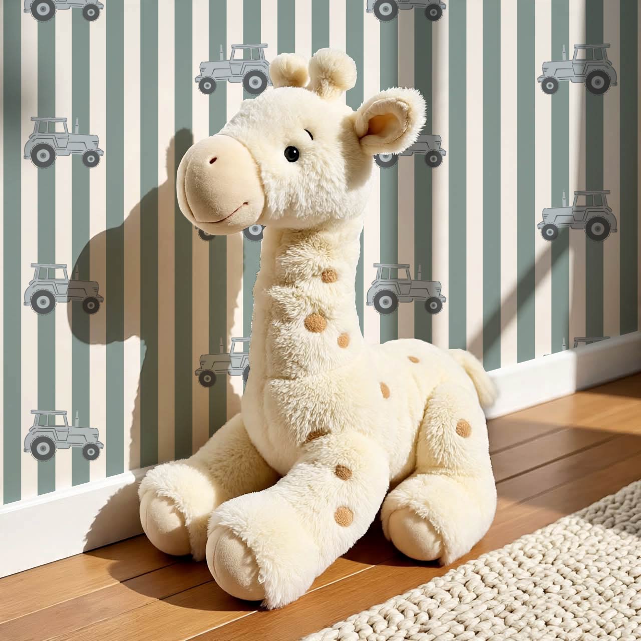 Oliver Tractors Green Stripe Blue Tractor Wallpaper