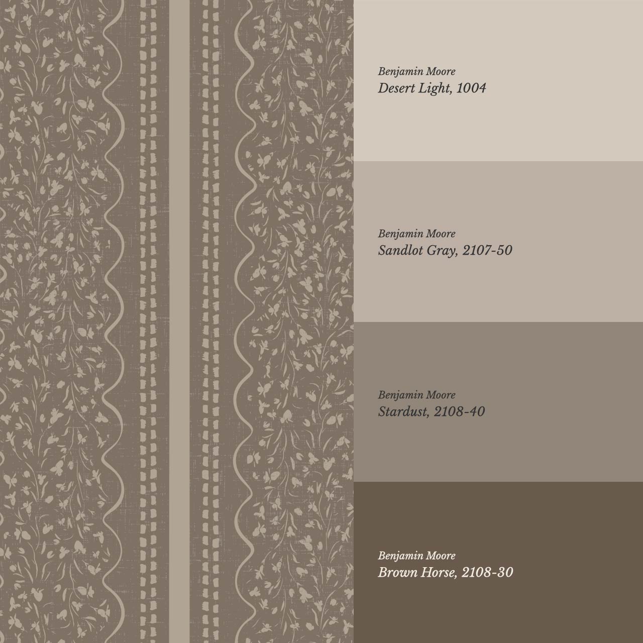 Ophelia Floral Scallop Dark Cocoa Wallpaper