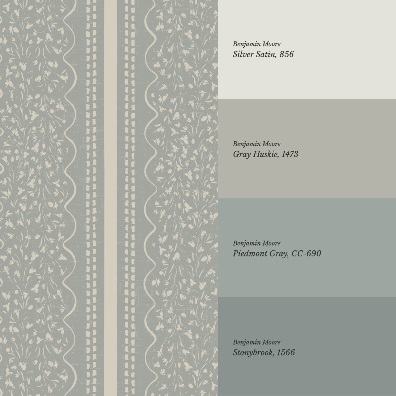 Ophelia Floral Scallop Dove Wallpaper