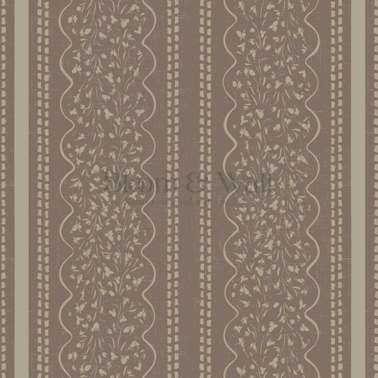 Ophelia Floral Scallop Dark Cocoa Wallpaper