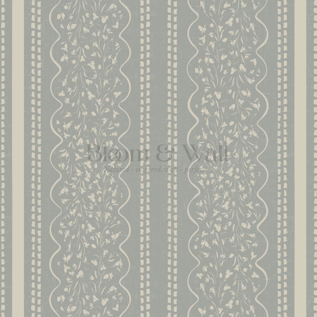 Ophelia Floral Scallop Dove Wallpaper