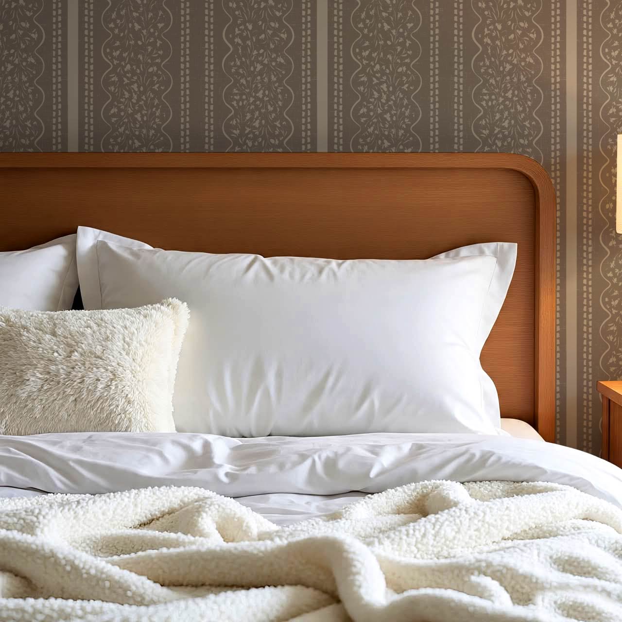 Ophelia Floral Scallop Dark Cocoa Wallpaper