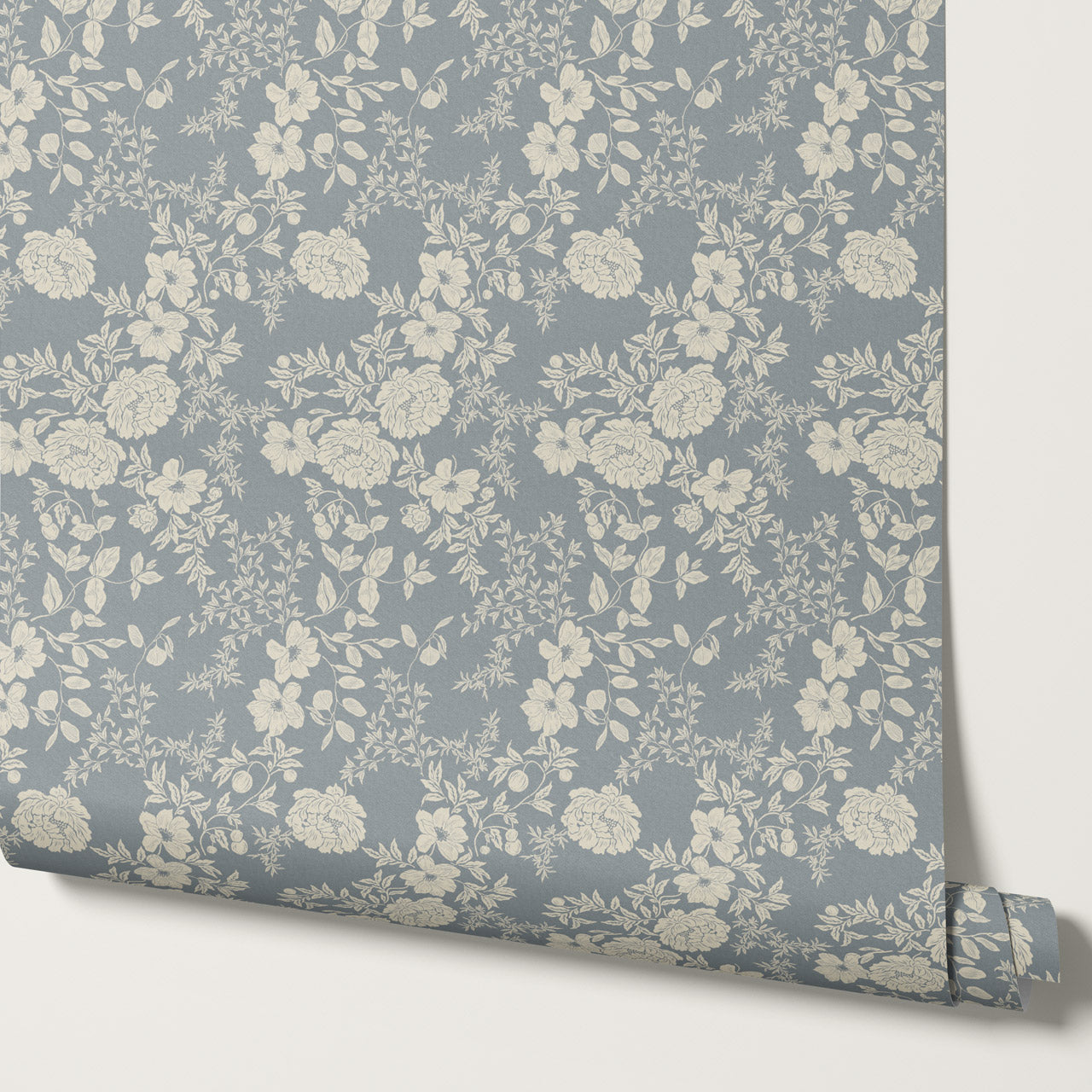Ottilie French Blue Tossed Florals Wallpaper