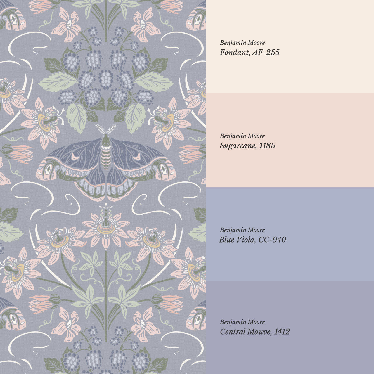 Parker Passionflower Garden Lilac Wallpaper