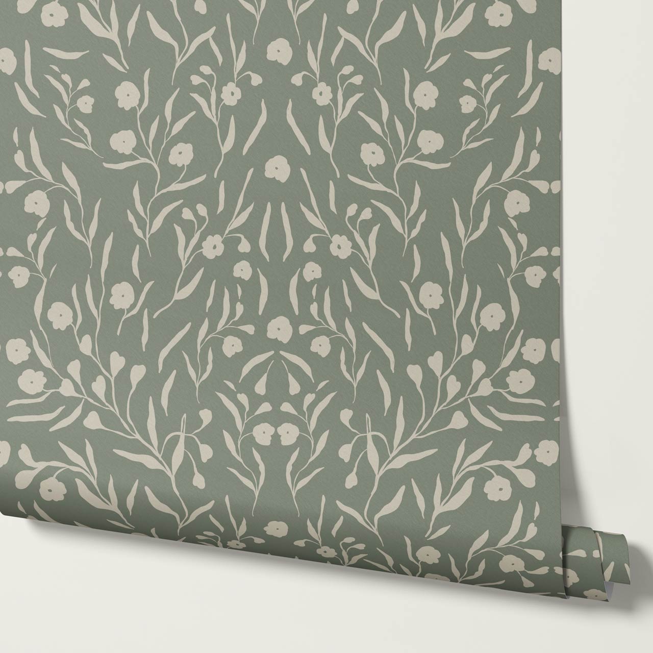 Paula Heritage Floral Sage Taupe Wallpaper