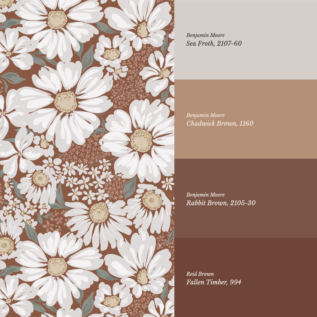 Pauline Daisy Bouquet Cinnamon Wallpaper