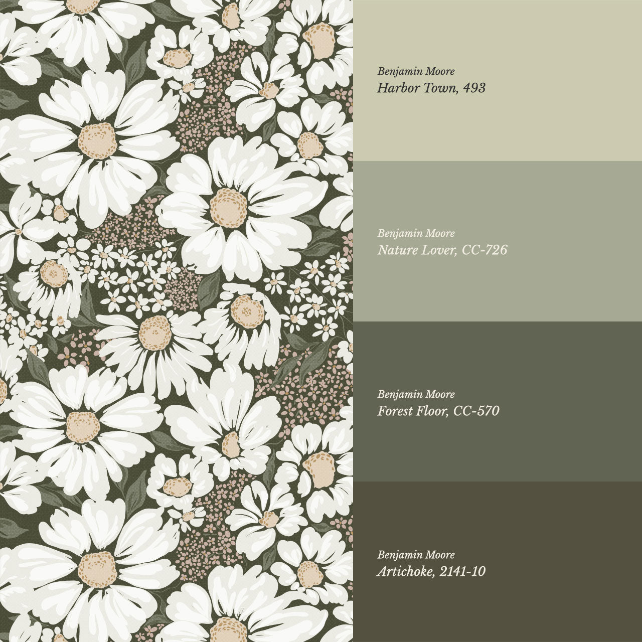 Pauline Daisy Bouquet Forest Wallpaper