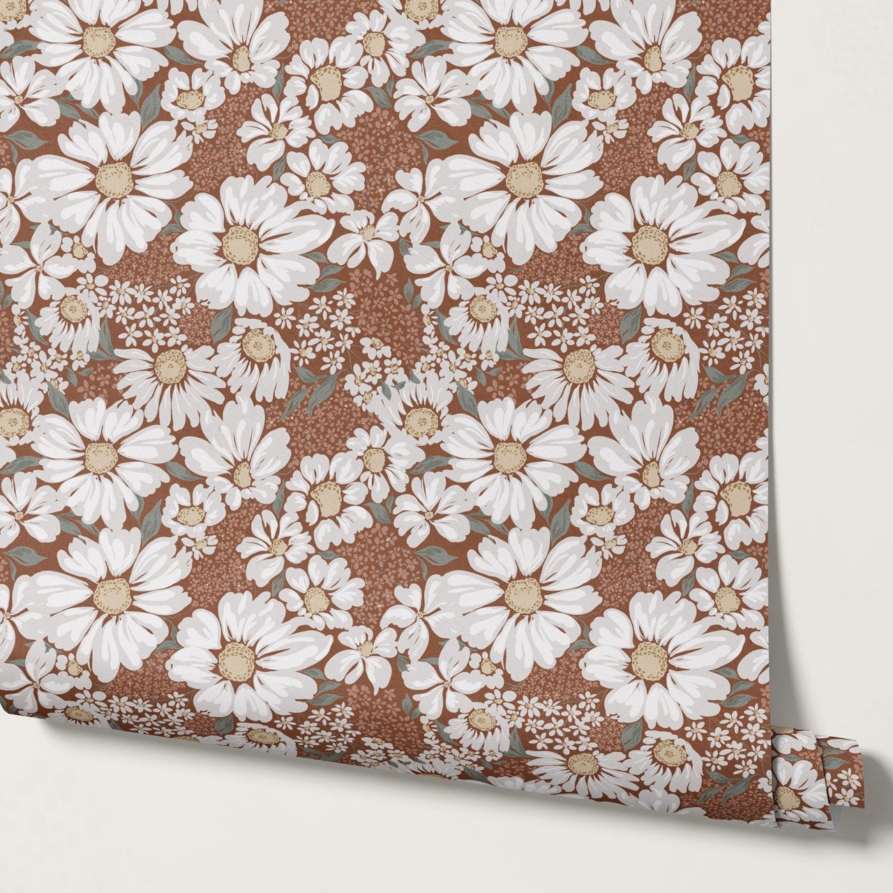 Pauline Daisy Bouquet Cinnamon Wallpaper