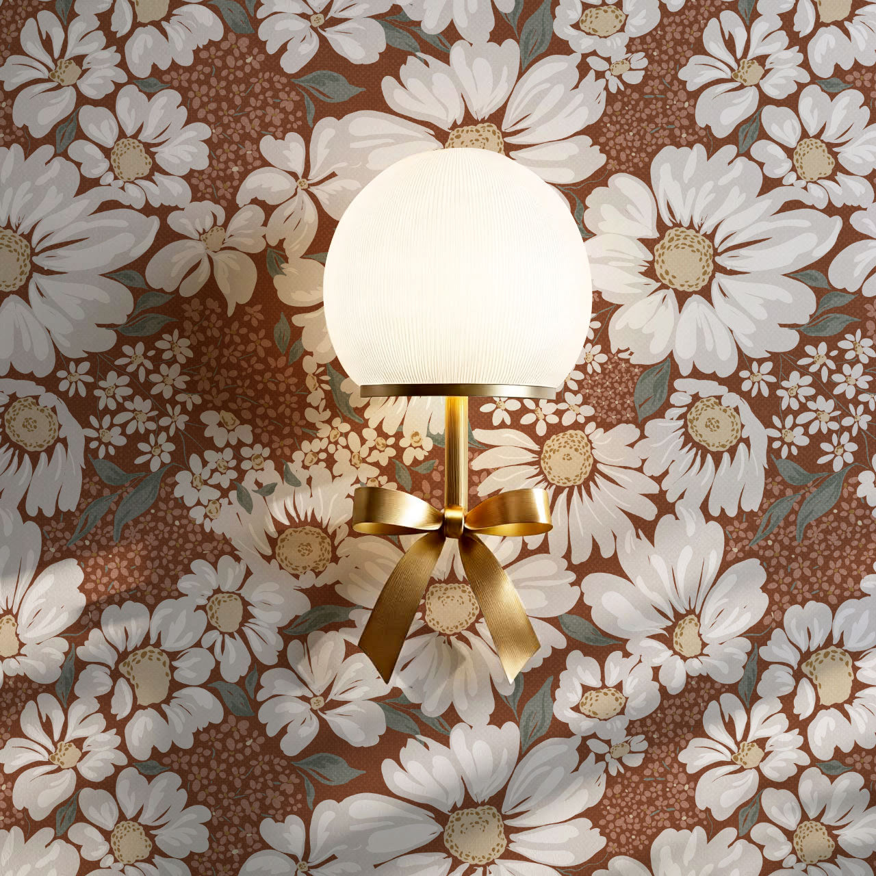 Pauline Daisy Bouquet Cinnamon Wallpaper