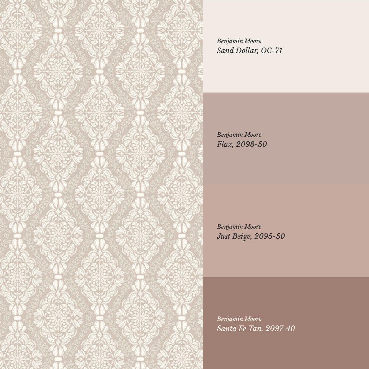 Pearl Imperial Damask Sand Wallpaper