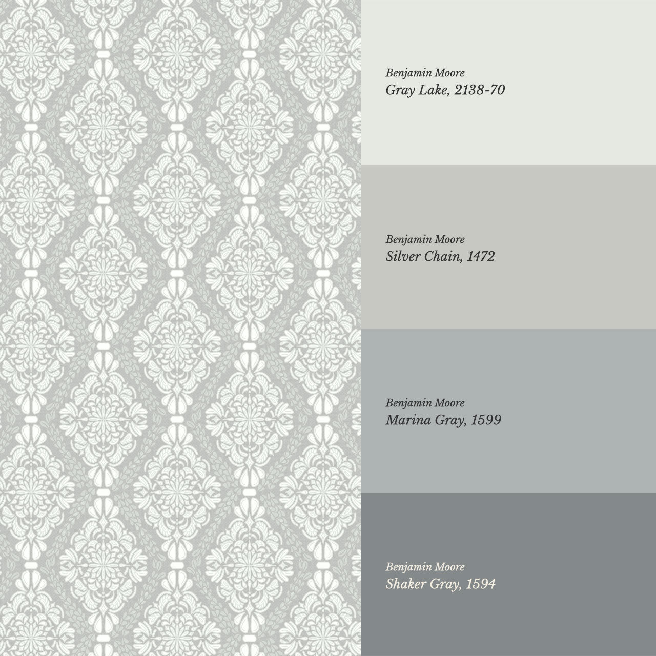 Pearl Imperial Damask Silver Wallpaper