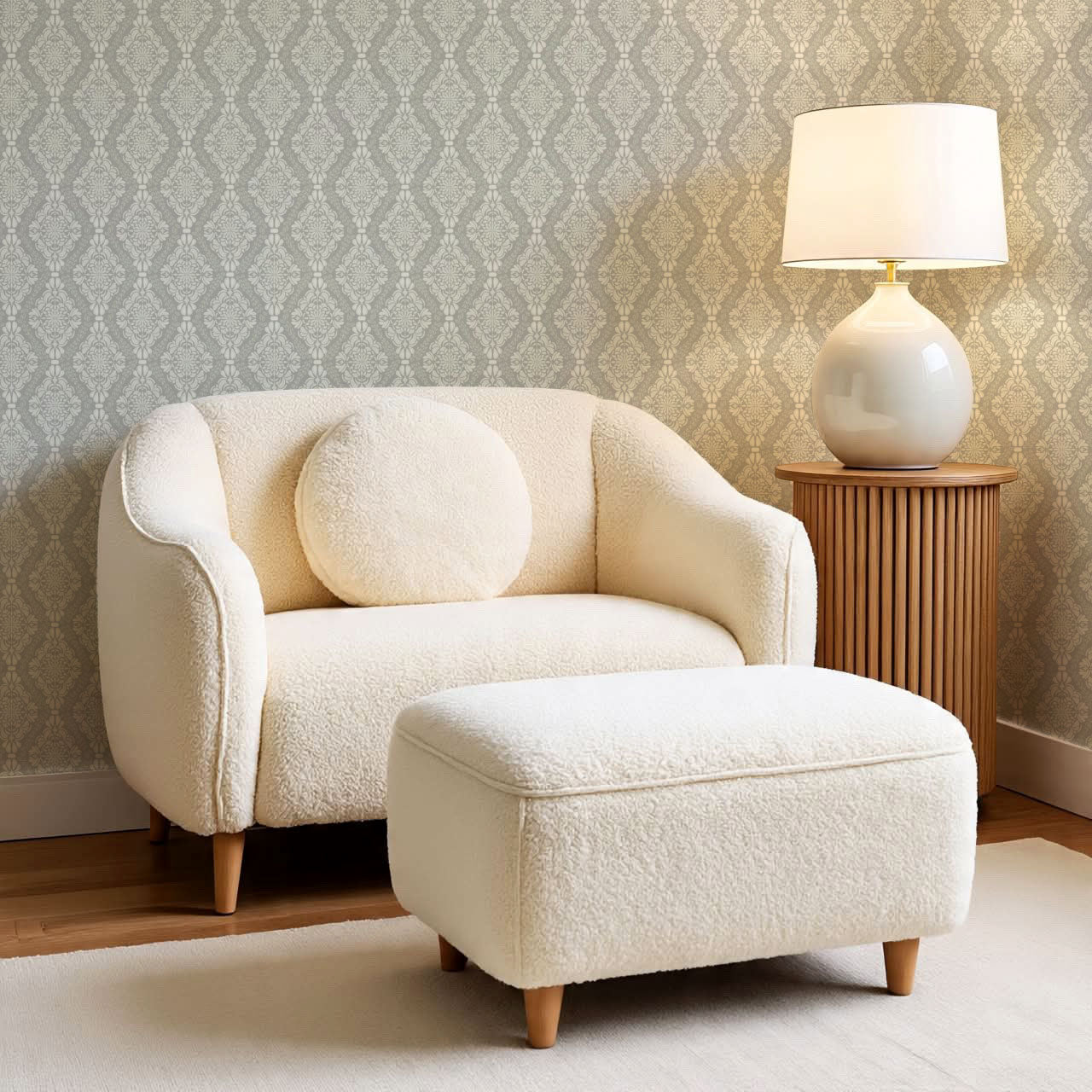 Pearl Imperial Damask Silver Wallpaper