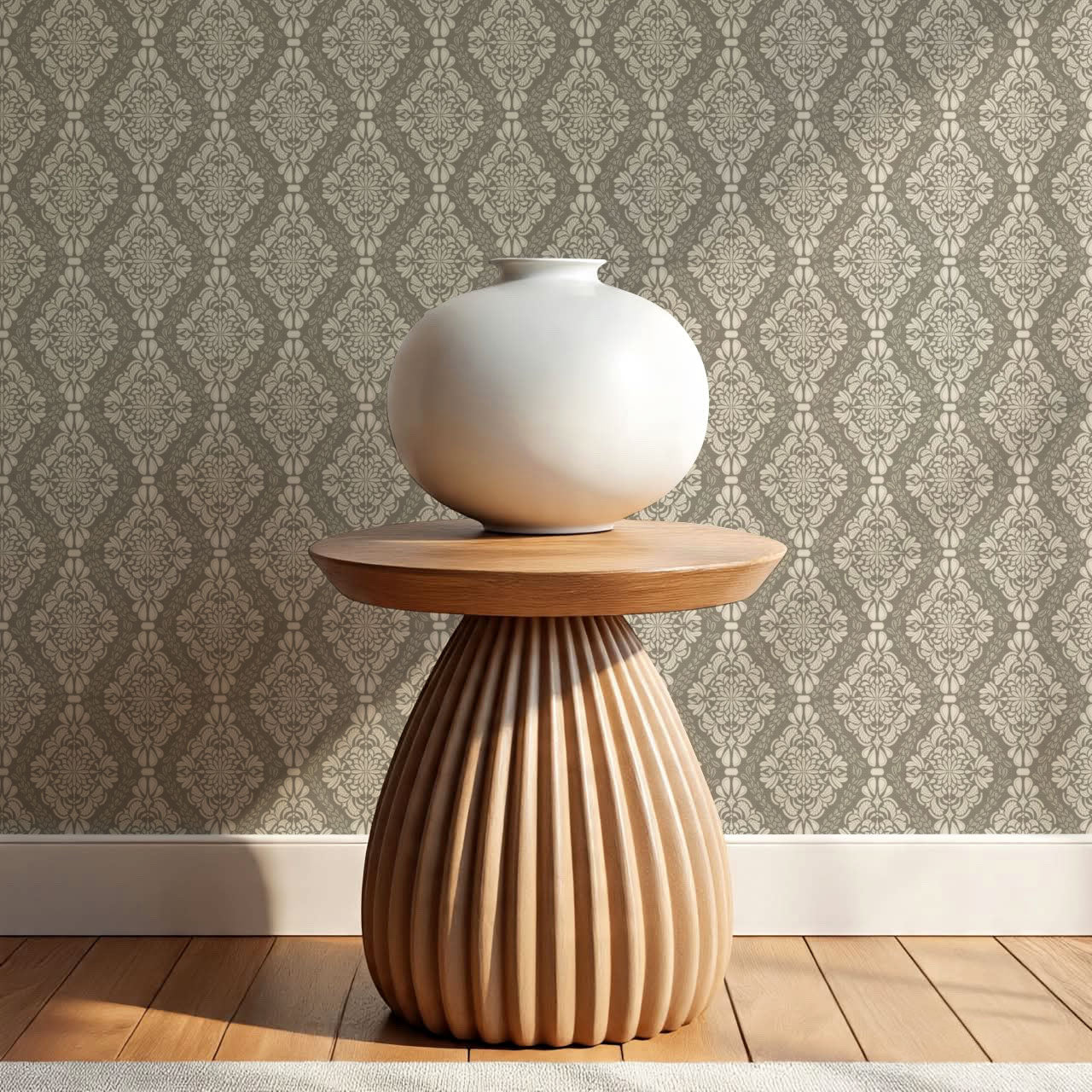 Pearl Imperial Damask Stone Wallpaper