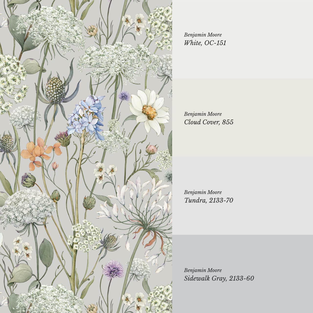 Perlette Wildflower Whisper Dove Gray Wallpaper