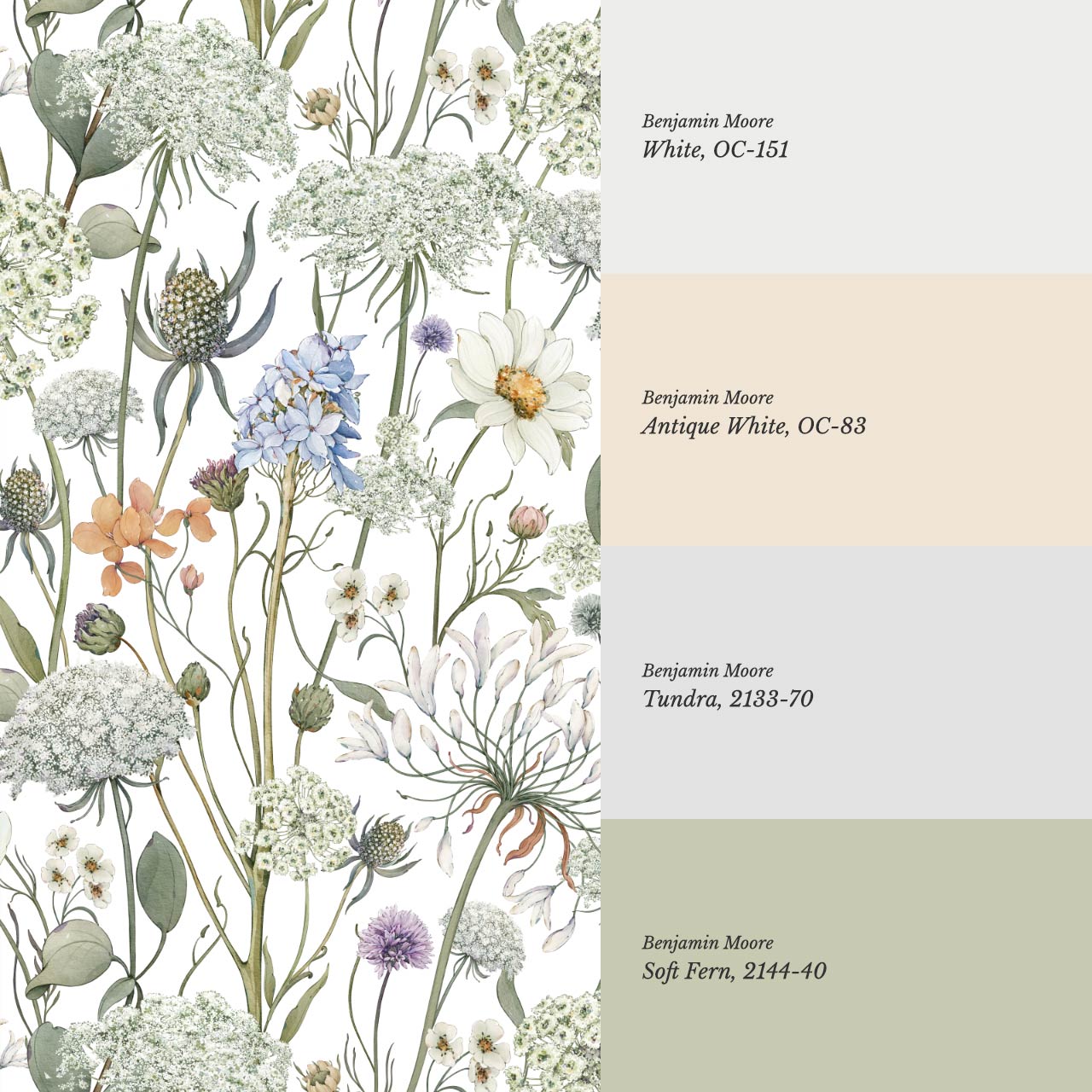 Perlette Wildflower Whisper White Wallpaper