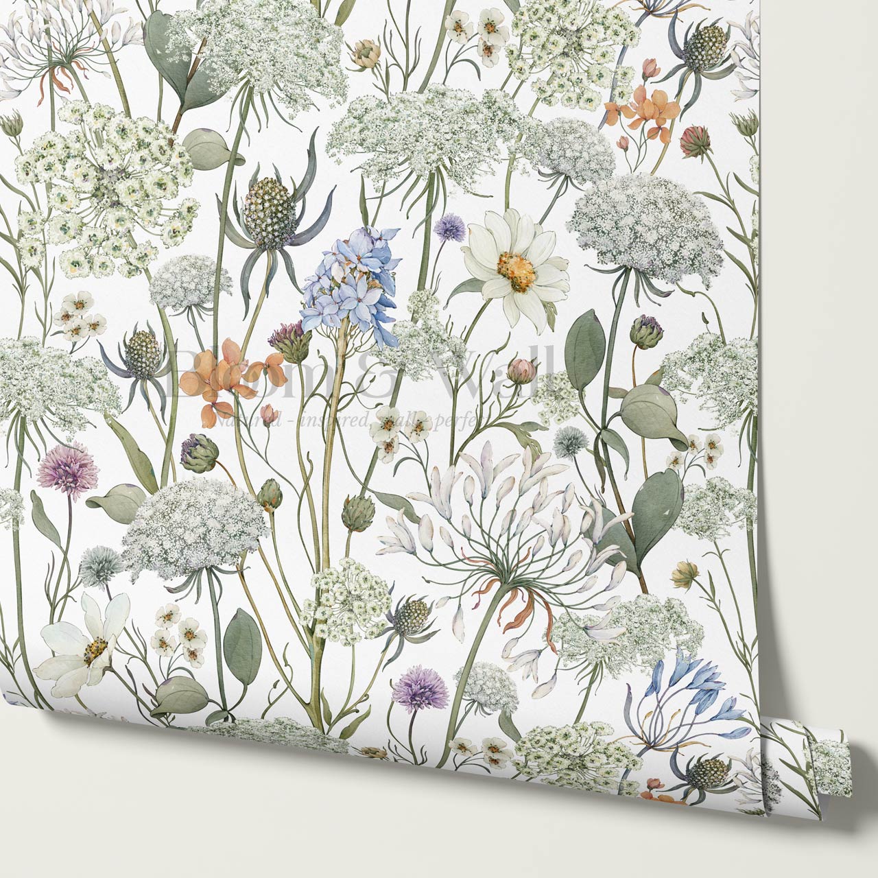 Perlette Wildflower Whisper White Wallpaper