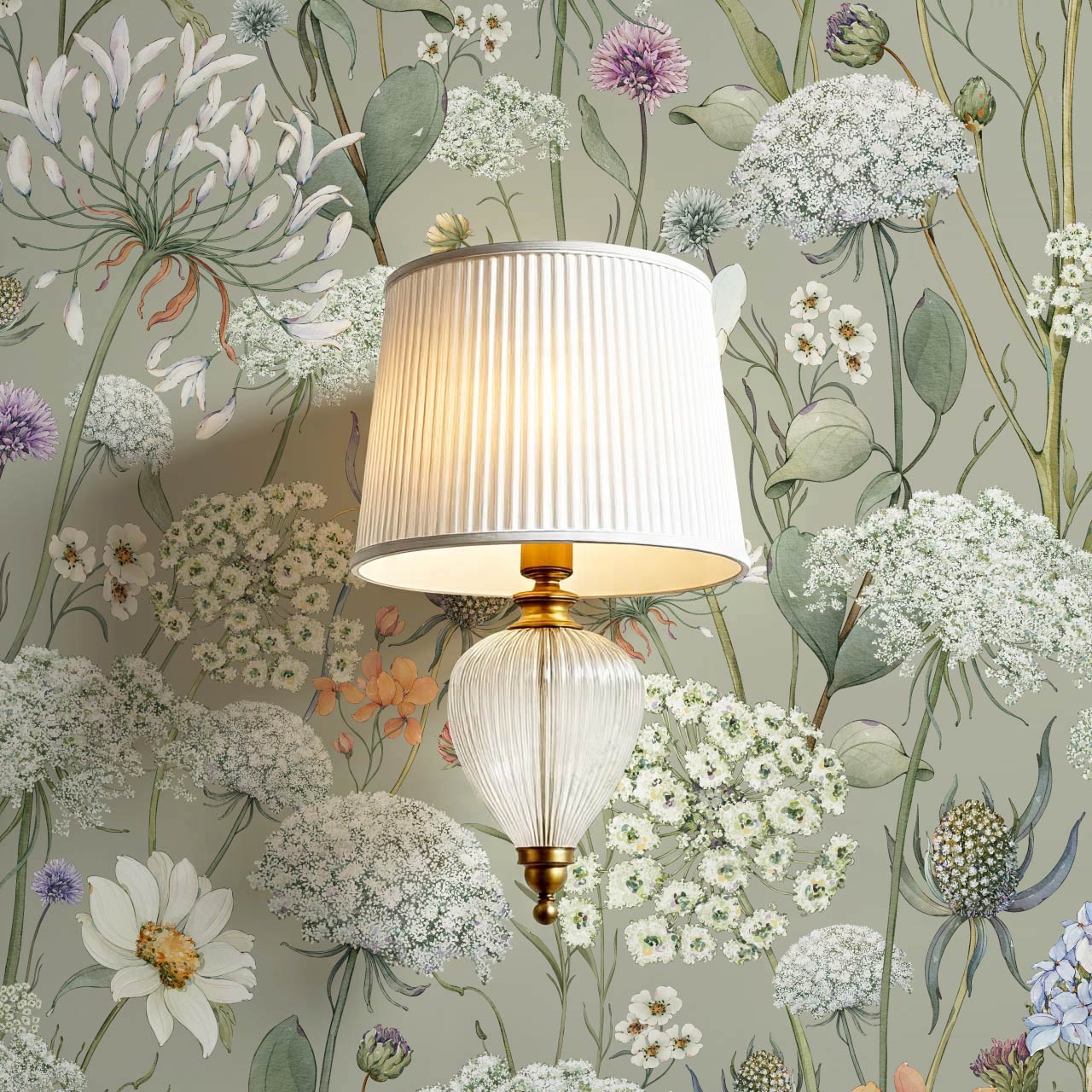 Perlette Wildflower Whisper Sage Wallpaper