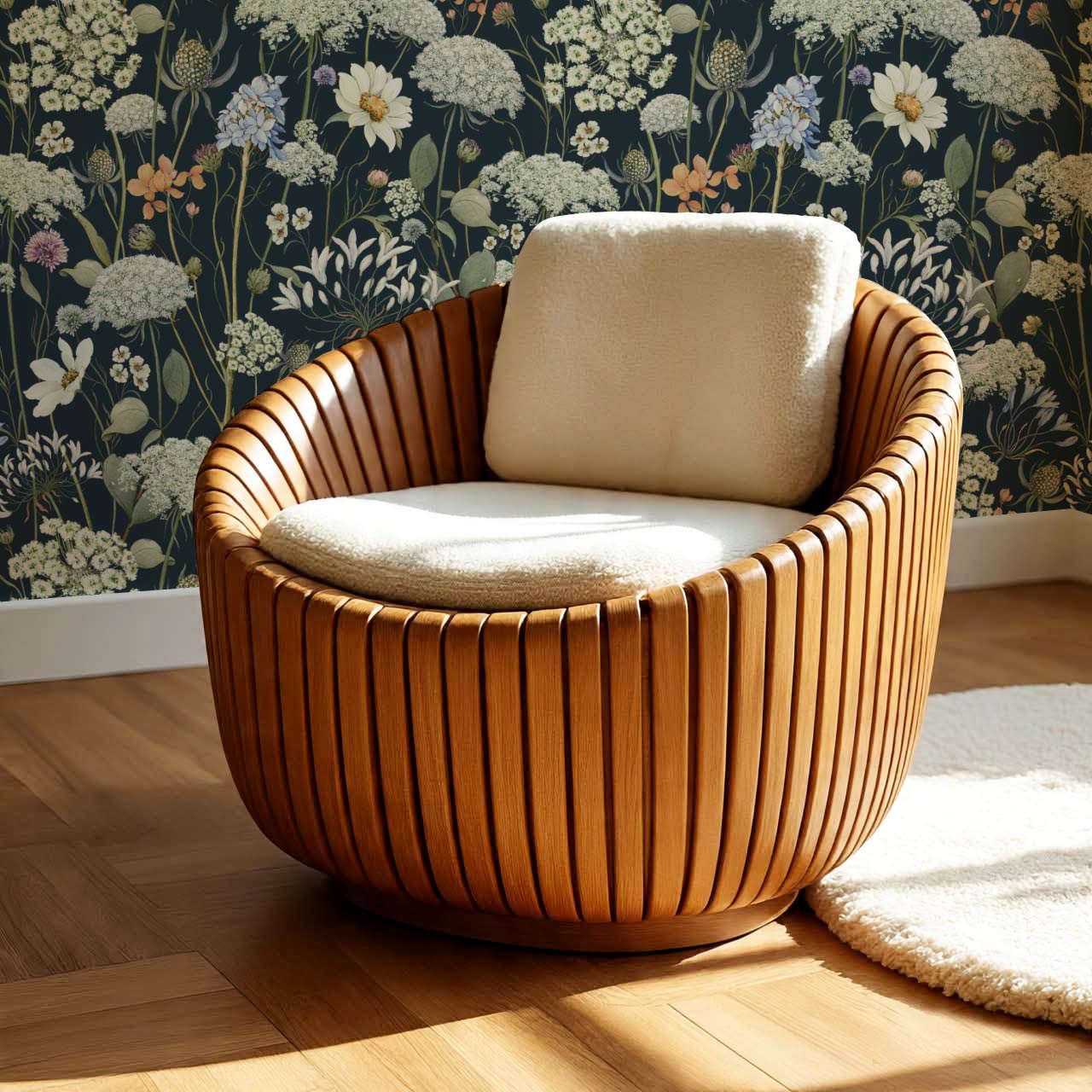 Perlette Wildflower Whisper Navy Wallpaper