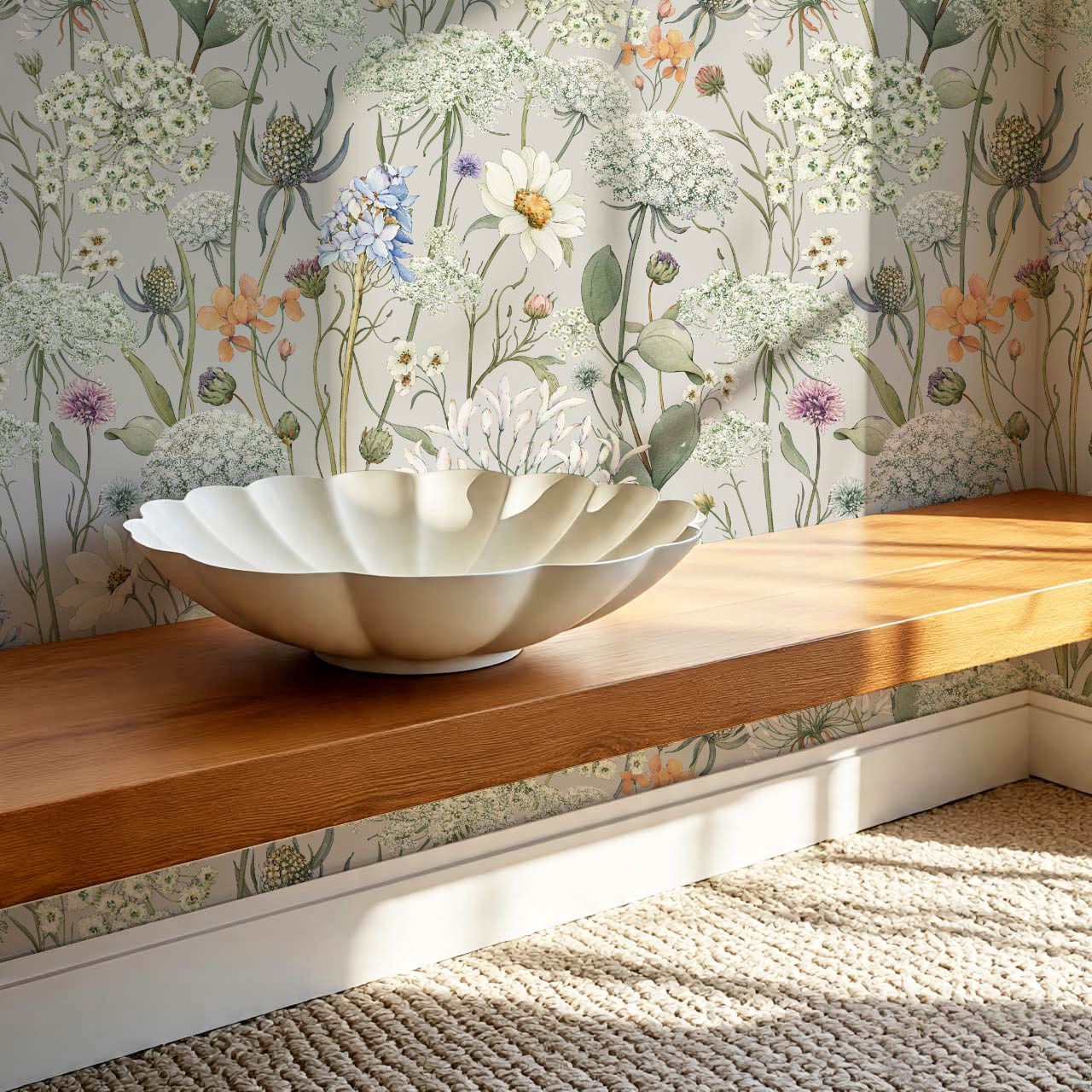 Perlette Wildflower Whisper Dove Gray Wallpaper