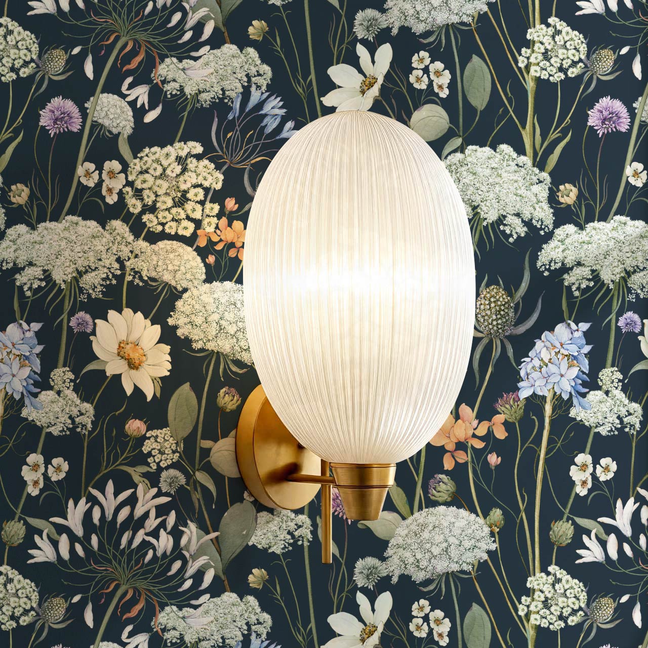 Perlette Wildflower Whisper Navy Wallpaper