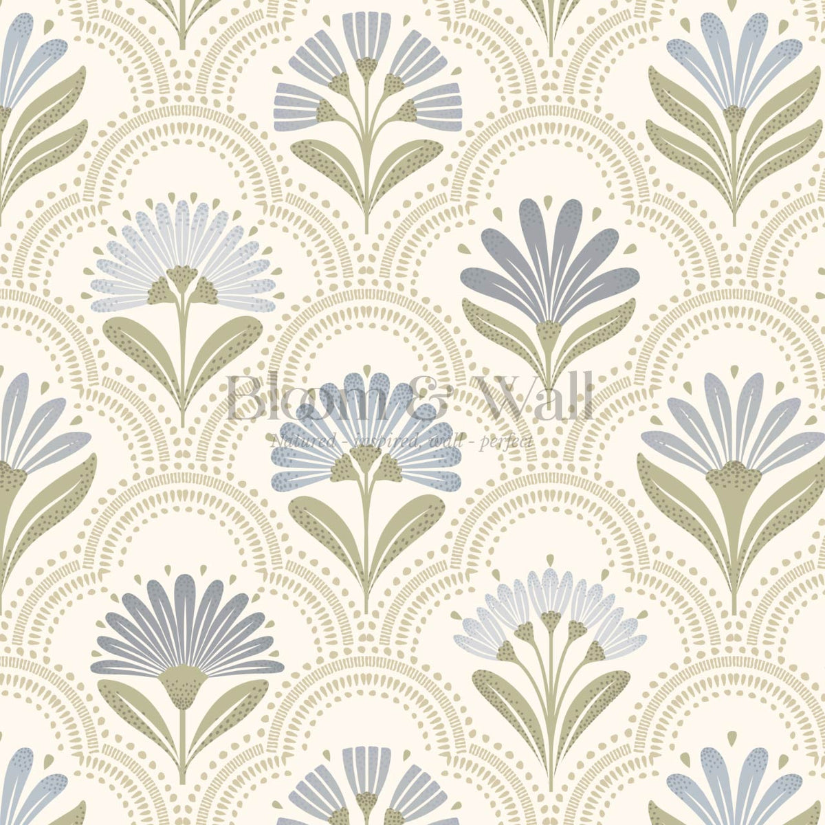 Petra Scandinavian Folk Flower Cream Beige Sky Wallpaper
