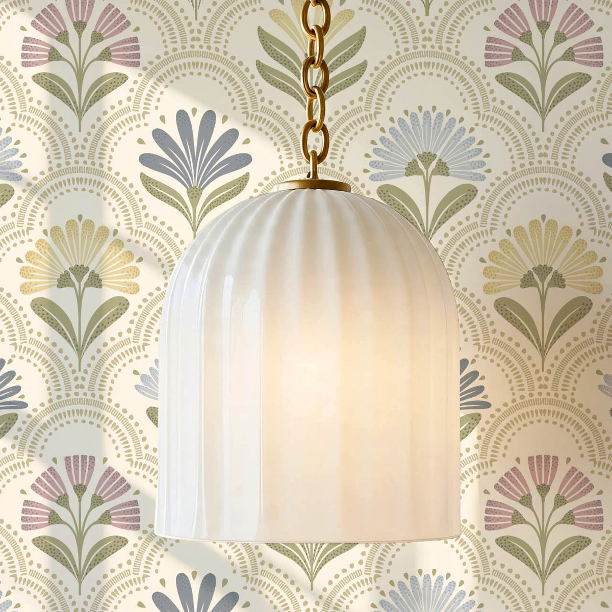 Petra Scandinavian Folk Flower Cream Pastel Wallpaper