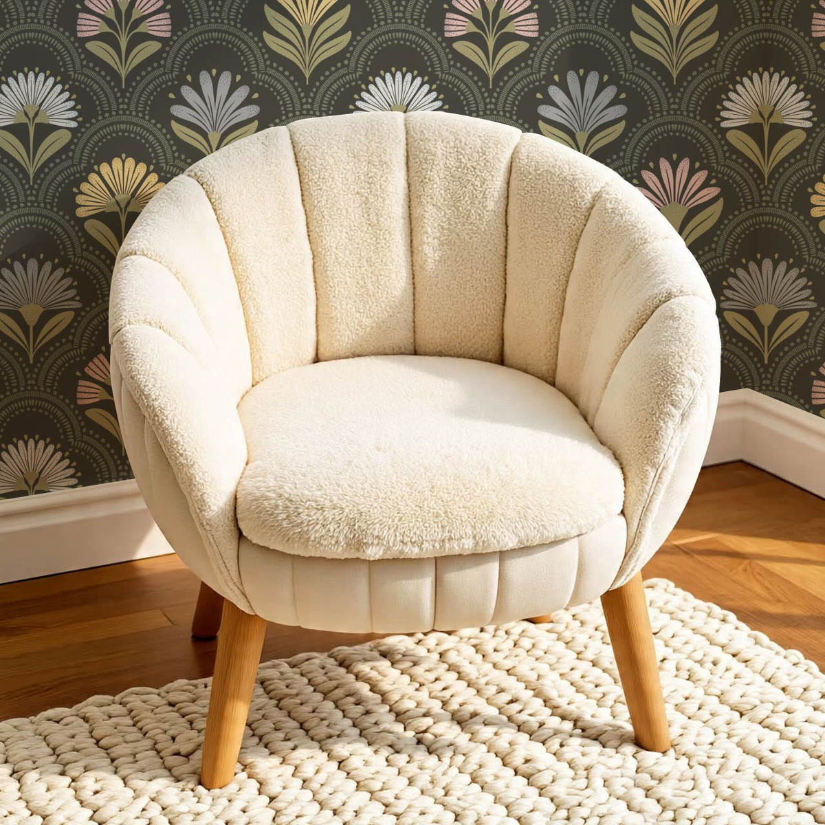Petra Scandinavian Folk Flower Slate Pastel Wallpaper