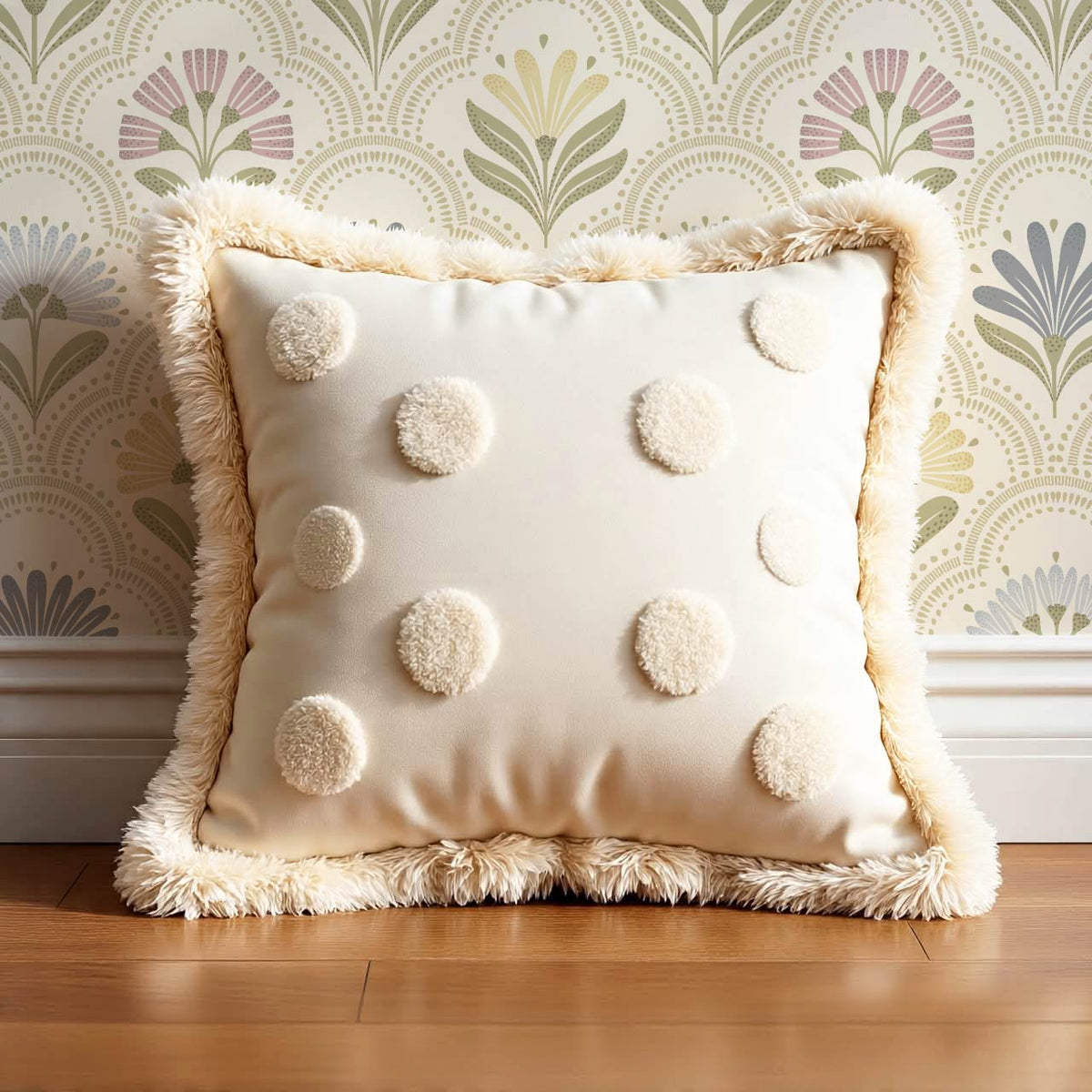 Petra Scandinavian Folk Flower Cream Pastel Wallpaper